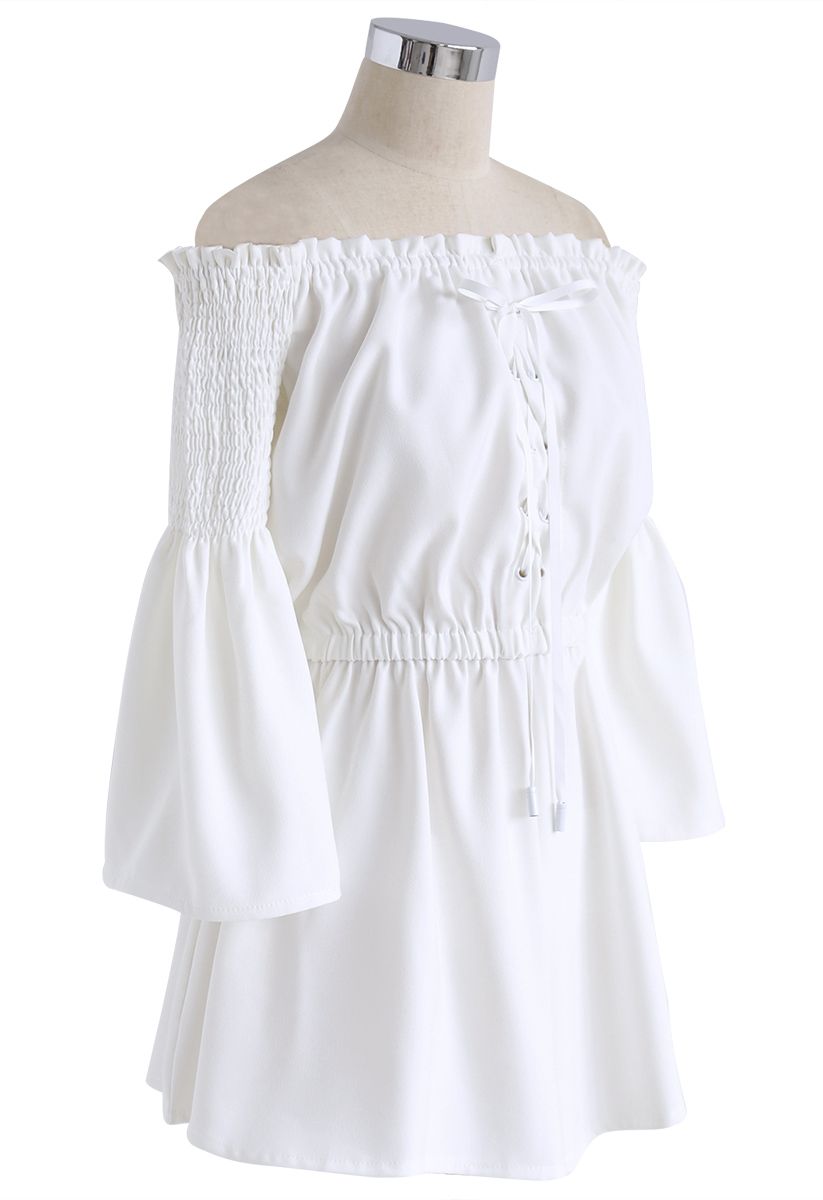 Daily Chic Off-Shoulder Playsuit in White