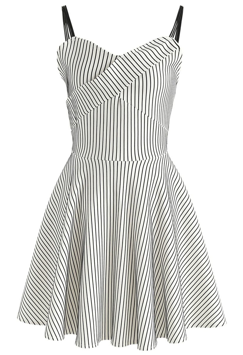 Be the Light Cami Dress in White Stripe - Retro, Indie and Unique Fashion