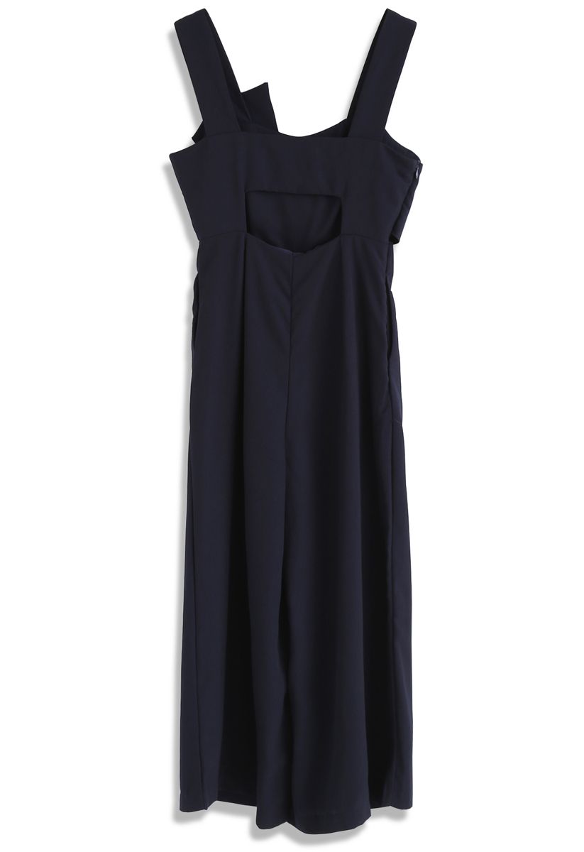 Gracefulness Bowknot Jumpsuit in Navy 