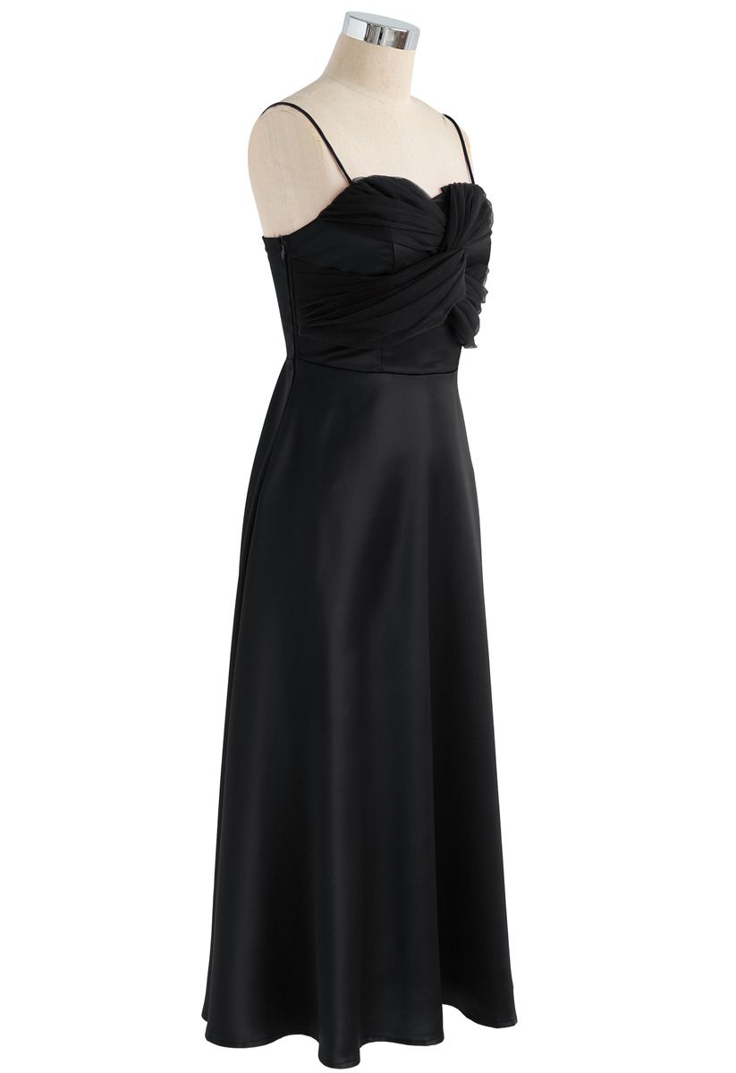 Silkiness Sweetheart Cami Dress in Black
