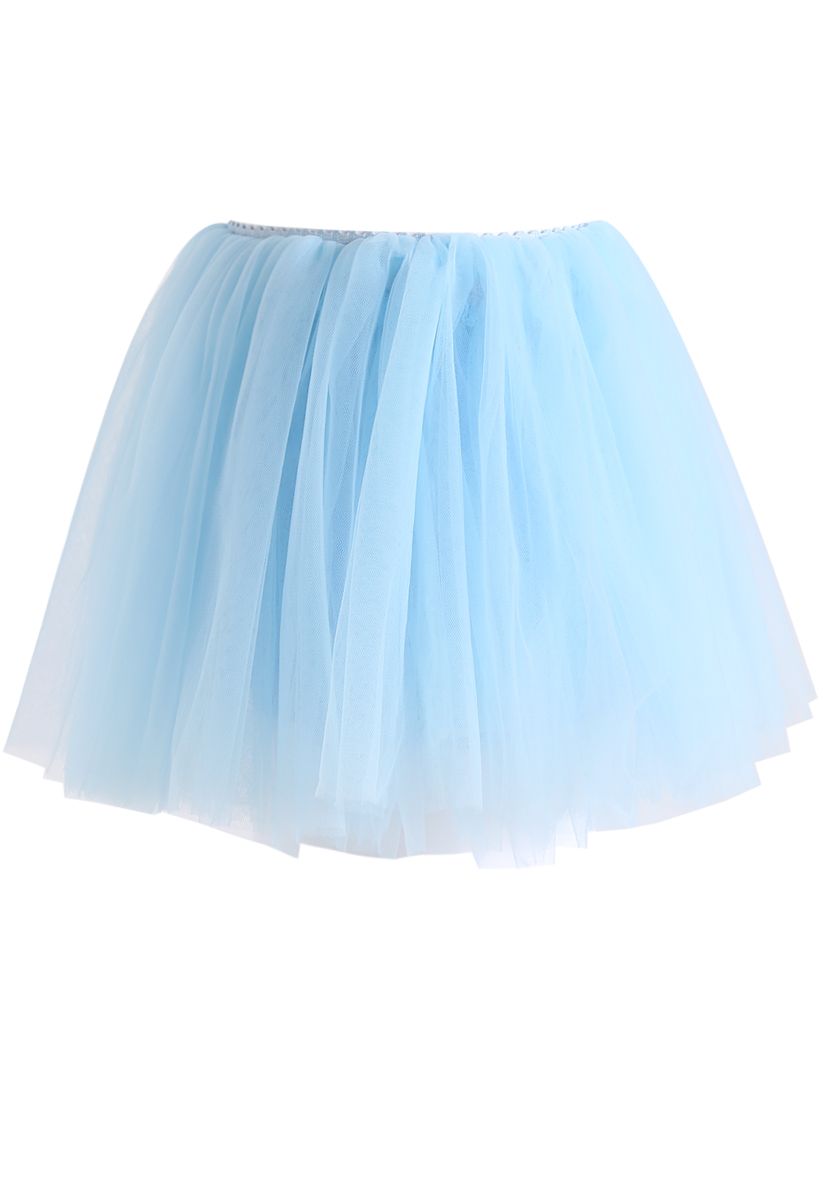 Amore Mesh Tulle Skirt in Baby Blue For Kids