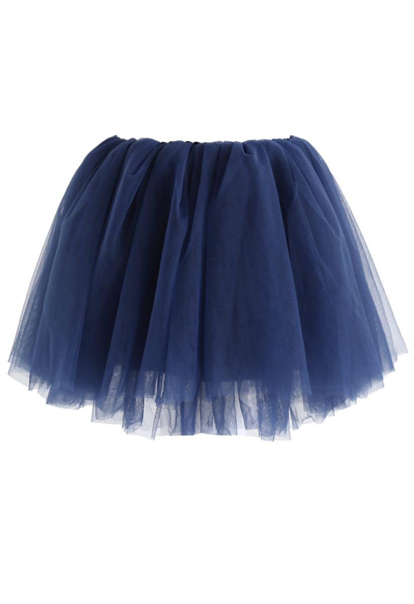 Amore Mesh Tulle Skirt in Navy For Kids
