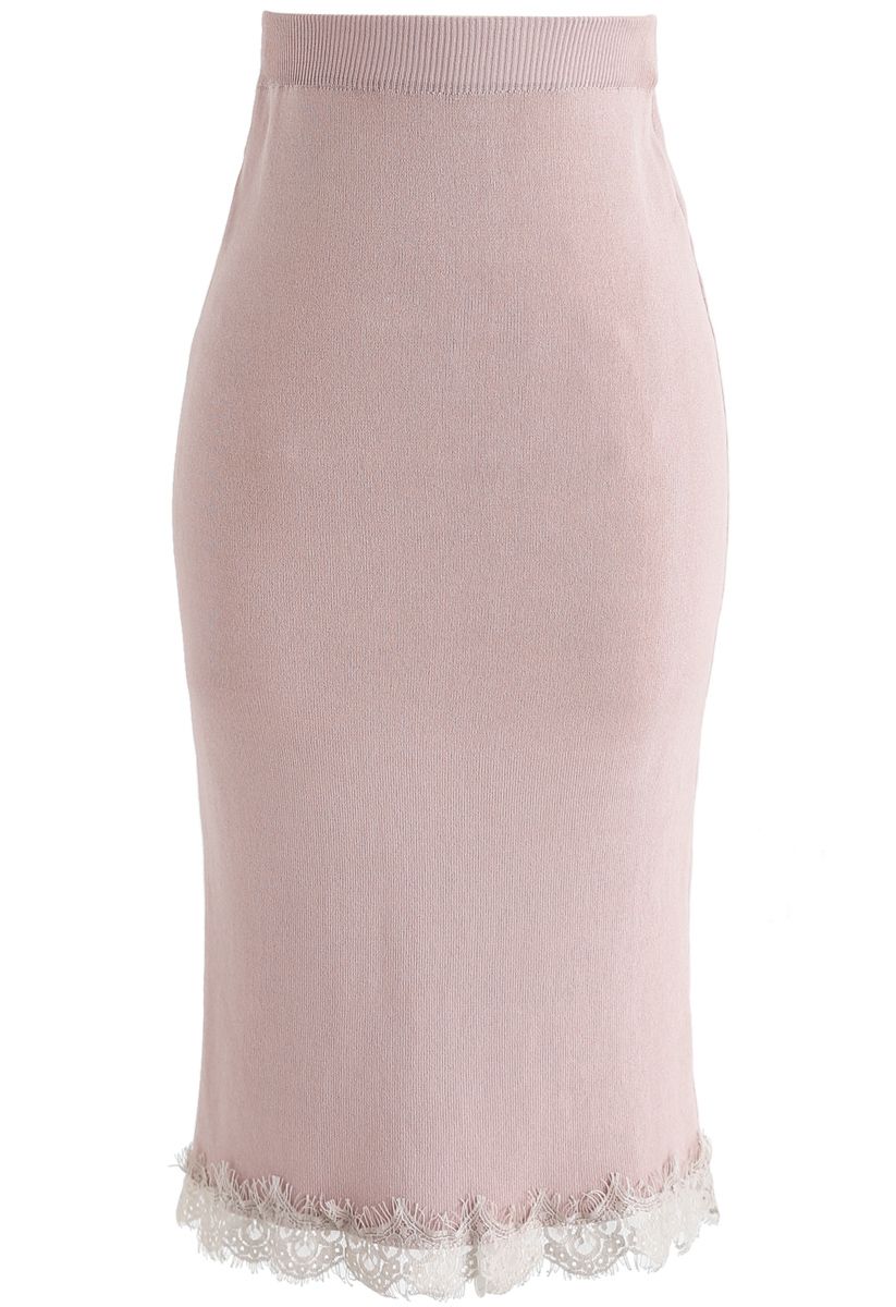 True Refinement Knit V-Neck Top and Skirt Set in Dusty Pink - Retro ...