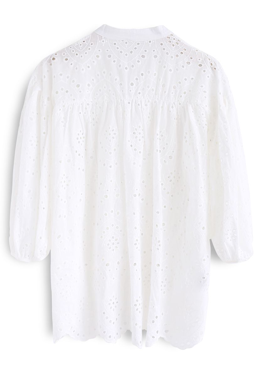Sunday Eyelet Embroidered Dolly Top in White - Retro, Indie and Unique ...