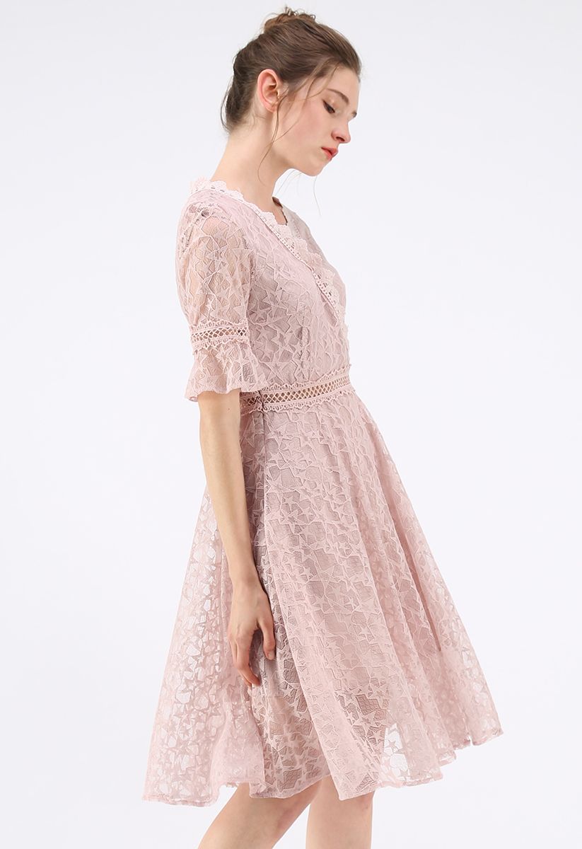 A Skyful of Stars Lace Dress in Pink - Retro, Indie and Unique Fashion