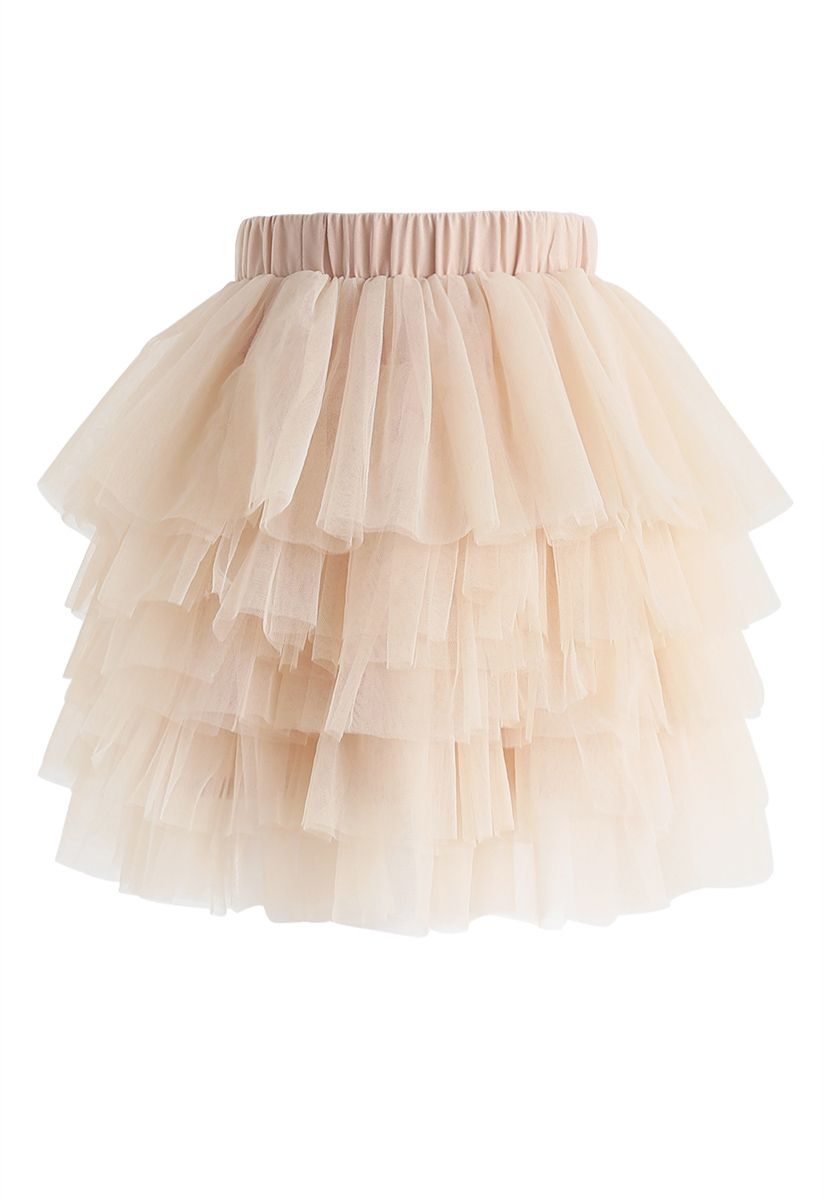 Love Me More Layered Tulle Skirt in Cream for Kids 