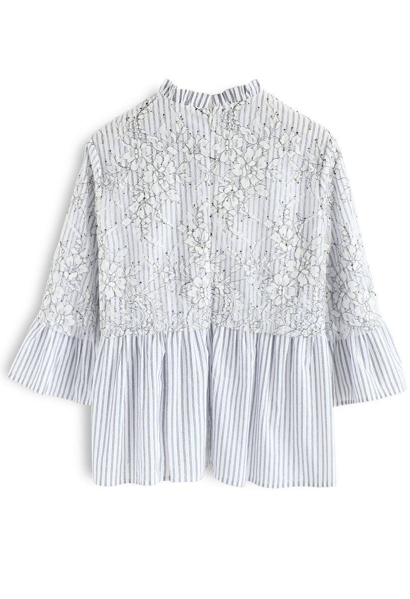 For the Precious You Stripes Lace Dolly Top