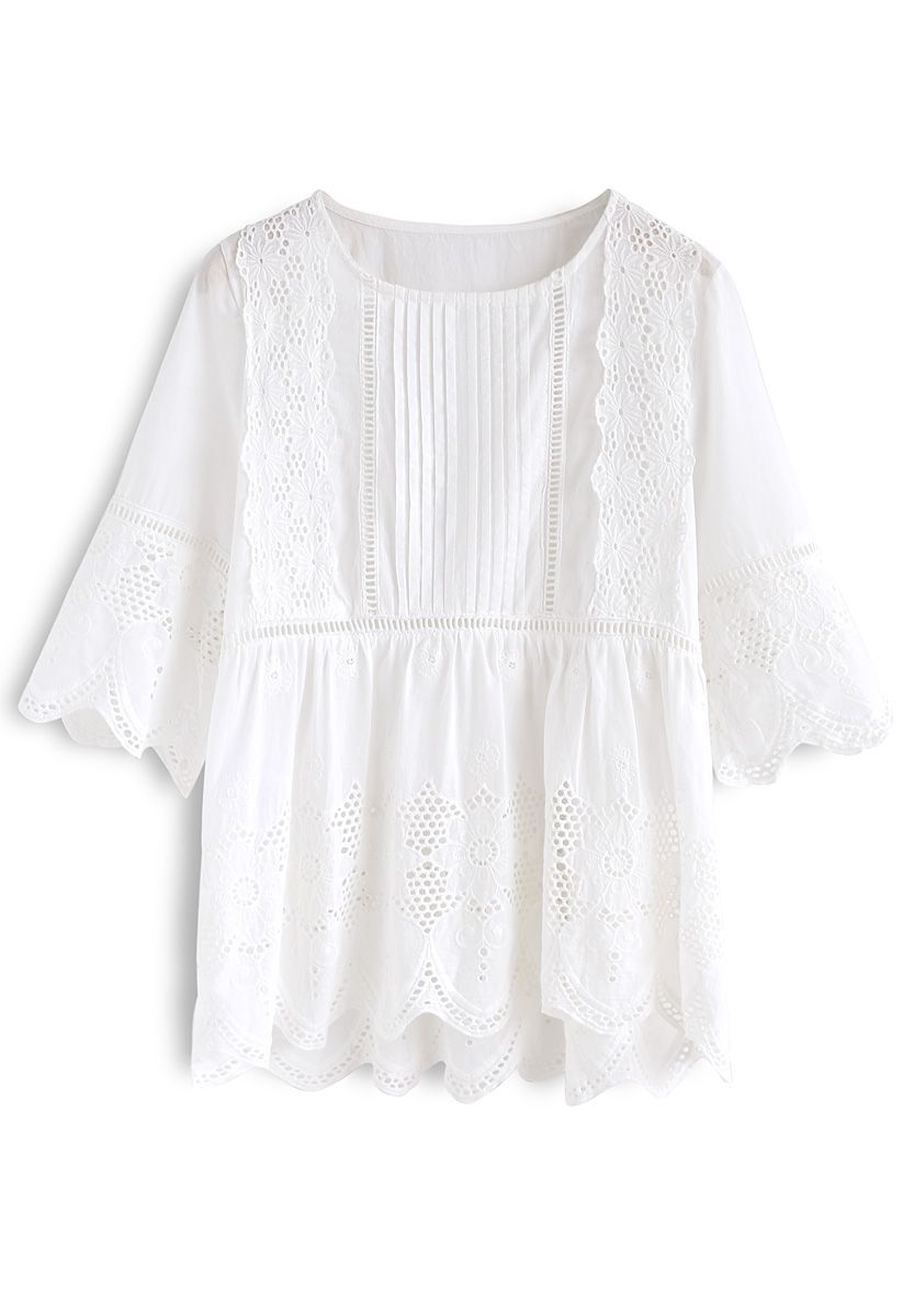 Breezy Flavor Floral Embroidered Dolly Top