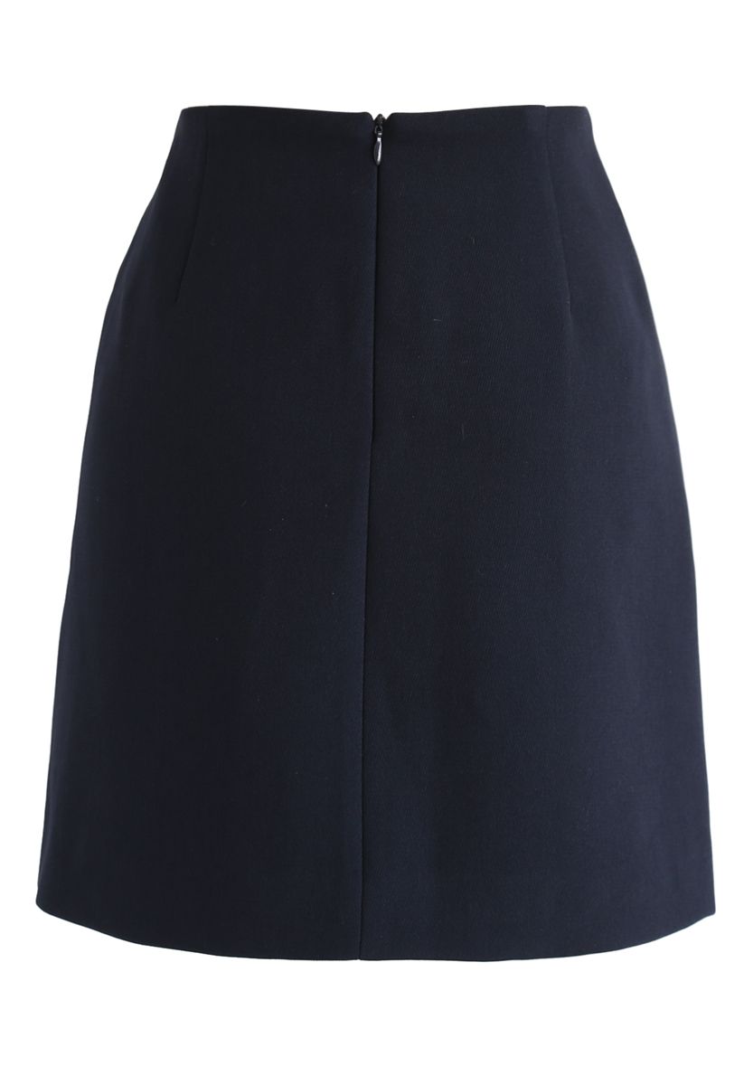 Subtle Wavy Flap Skirt in Navy - Retro, Indie and Unique Fashion