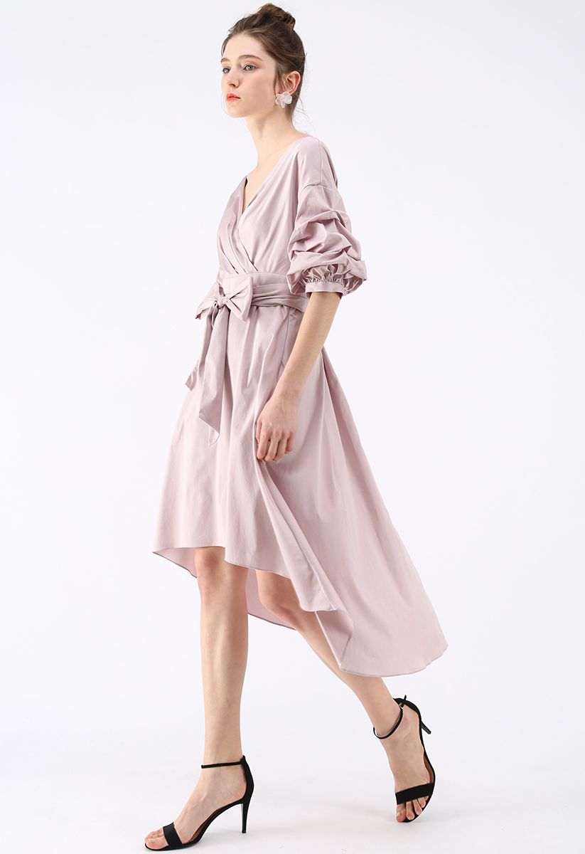 Next to You Hi-Lo Wrapped Dress in Lilac