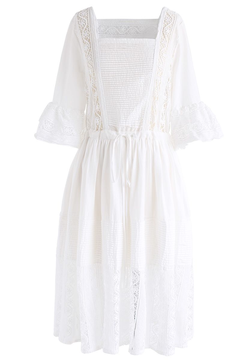 Lazy Weekend Crochet Embellished Dress in White - Retro, Indie and ...