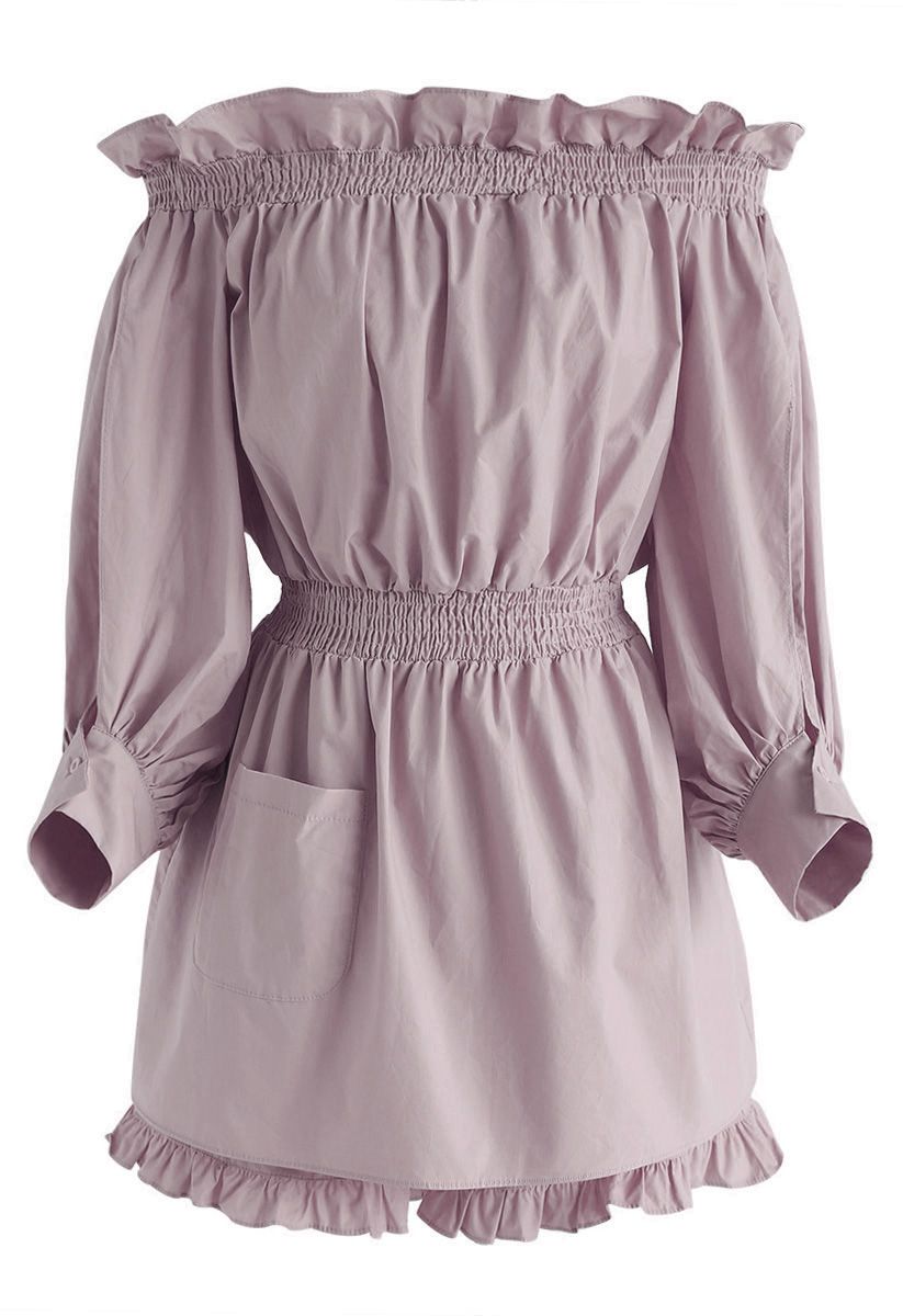 Awaken Your Passion Off-Shoulder Dress and Shorts Set in Dusty Pink ...