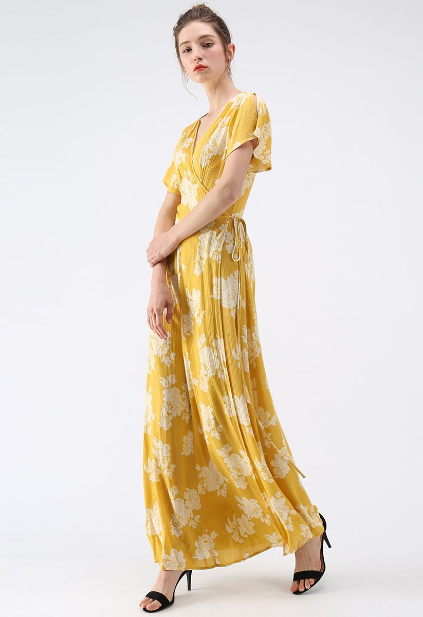 Got It Good Wrapped Maxi Dress in Yellow - Retro, Indie and Unique Fashion