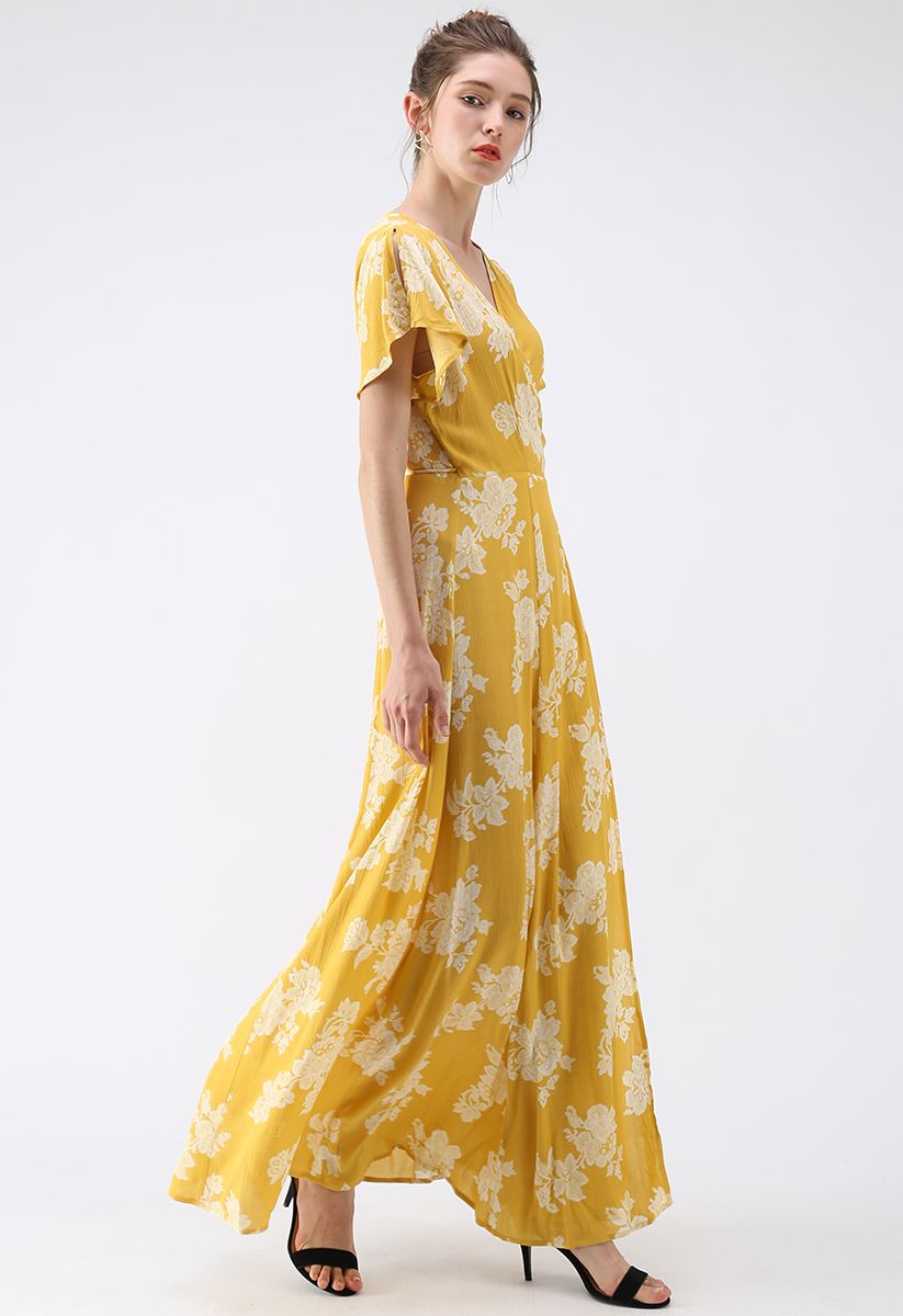 Got It Good Wrapped Maxi Dress in Yellow - Retro, Indie and Unique Fashion