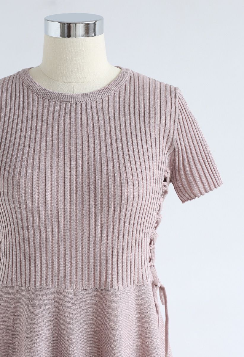 Shine Your Light Knit Dress in Nude Pink - Retro, Indie and Unique Fashion