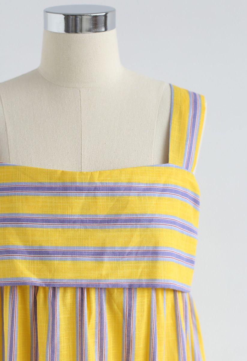 Surprising on the Back Bowknot Cami Dress in Yellow Stripe