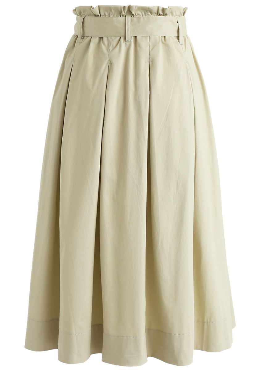 Thoughts Go Wild A-Line Skirt in Light Tan