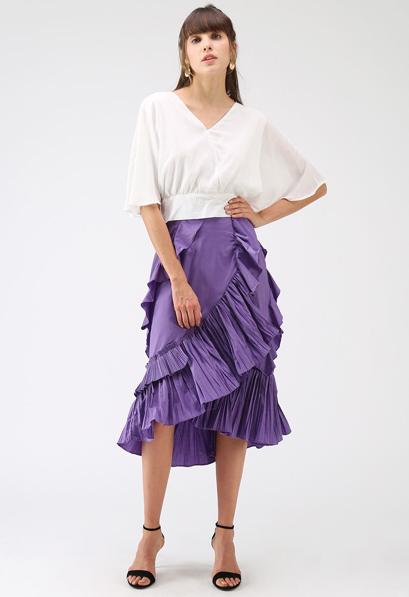 Inspired by Ruffle Asymmetric Tiered Skirt in Purple - Retro, Indie and ...