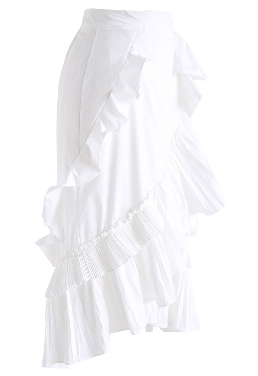 Inspired by Ruffle Asymmetric Tiered Skirt in White - Retro, Indie and ...