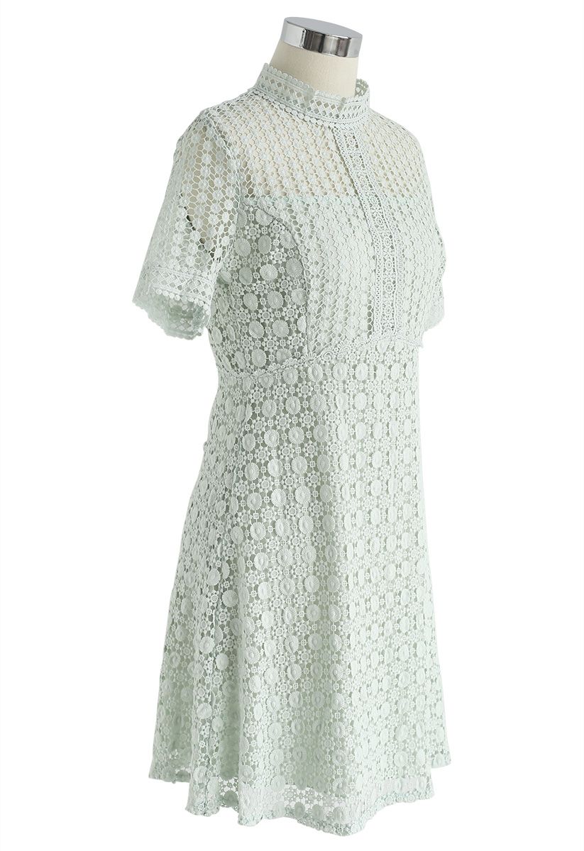 Dare to Try Hollow-Out Crochet Dress in Mint - Retro, Indie and Unique ...