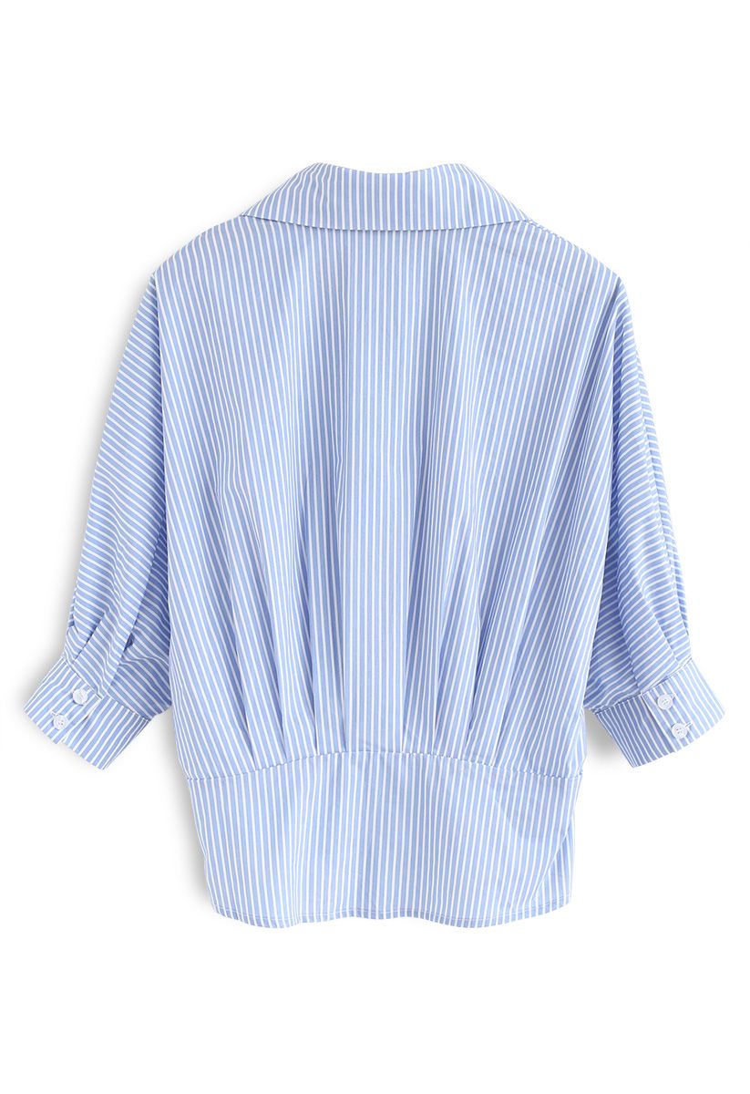 Wrap Up A Vacation Shirt in Blue Stripe - Retro, Indie and Unique Fashion