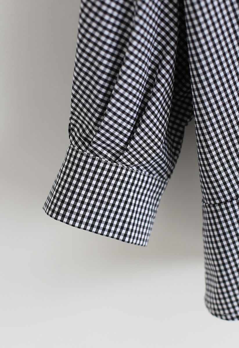 Wrap Up A Vacation Shirt in Black Gingham - Retro, Indie and Unique Fashion
