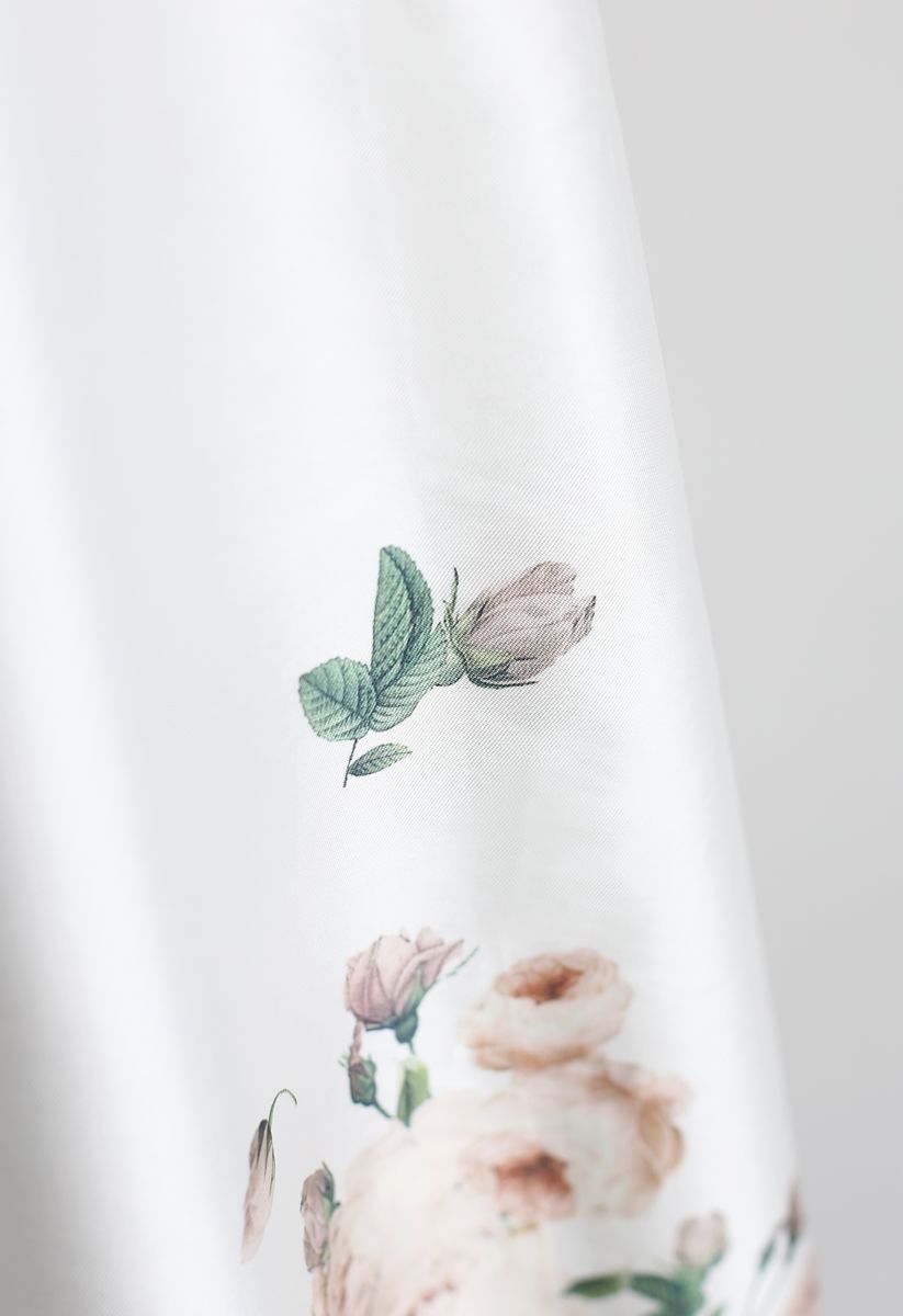 Fallen Rosa Printed Maxi Skirt in White