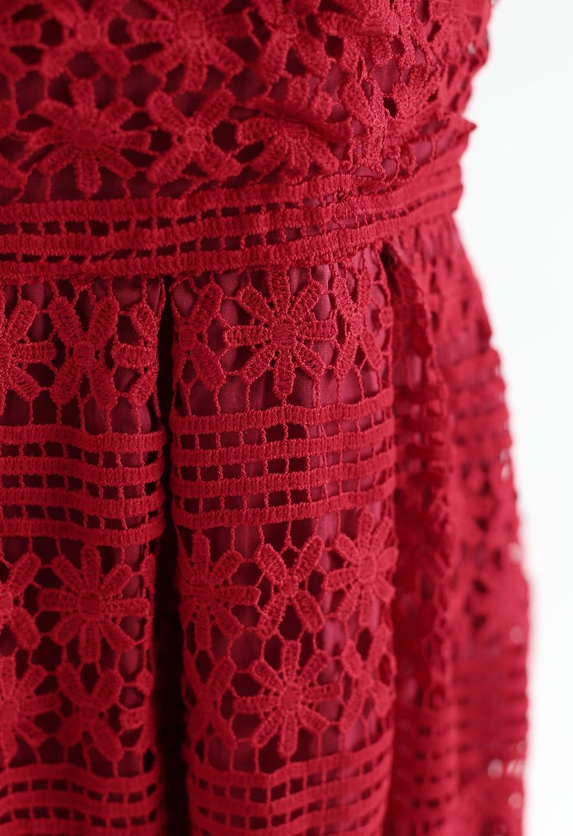 Prepare for the Night Crochet Cami Dress in Red - Retro, Indie and ...