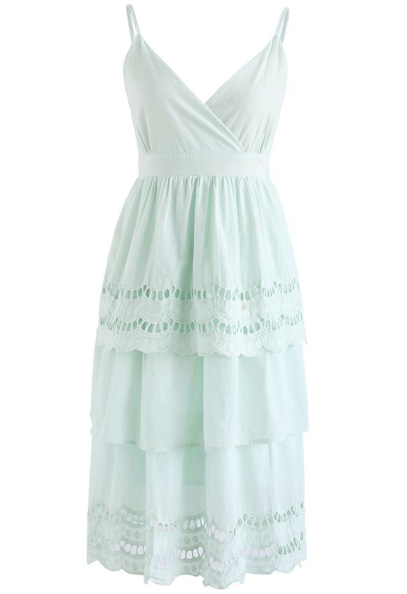 In the Spotlight Tiered Cami Dress in Mint