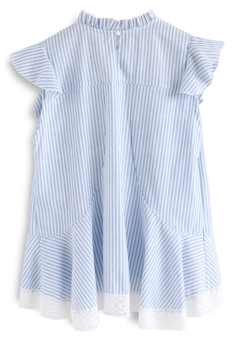 Lovely And Ruffly Stripe Top with Crochet Insert - Retro, Indie and ...