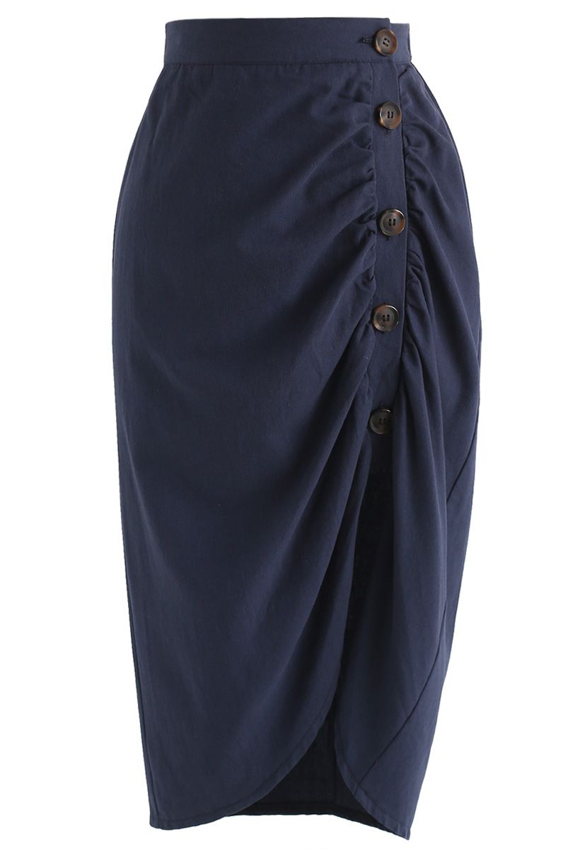 Irreplaceable Asymmetric Pencil Skirt in Navy - Retro, Indie and Unique ...