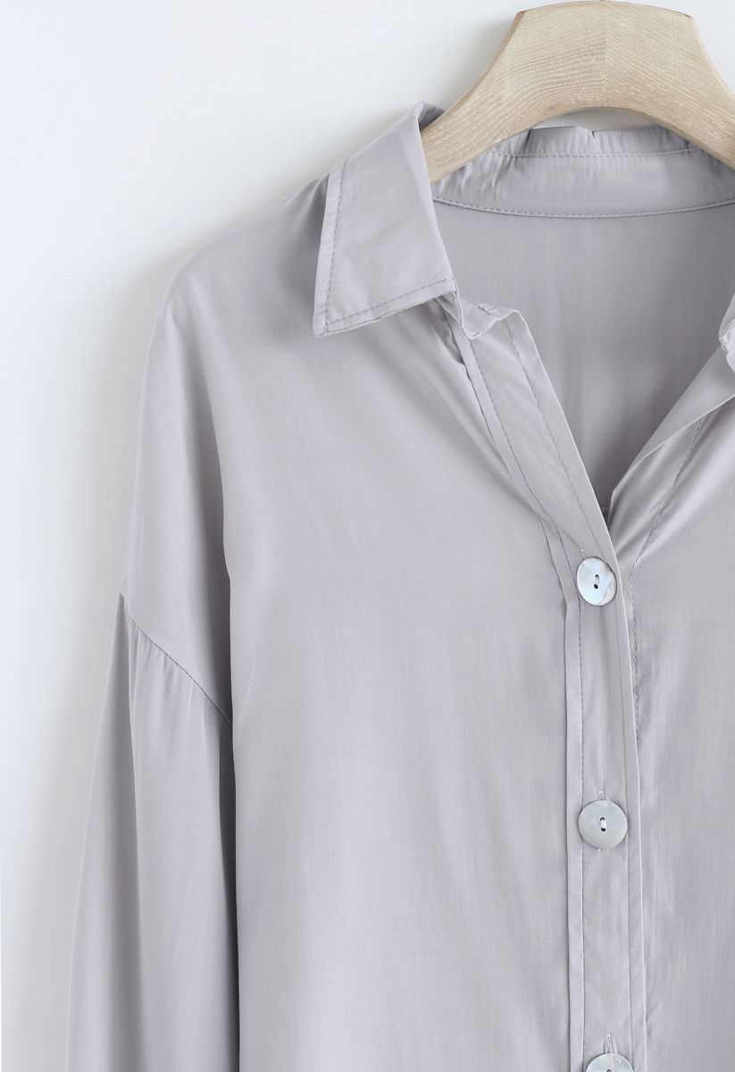 Live in A Comfy Basic Shirt in Dusty Blue