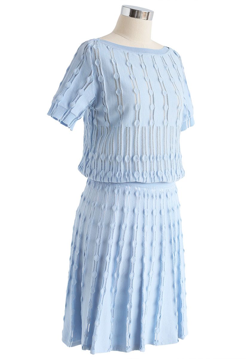 Wear Me Daily Knit Top and Skirt Set in Blue - Retro, Indie and Unique ...