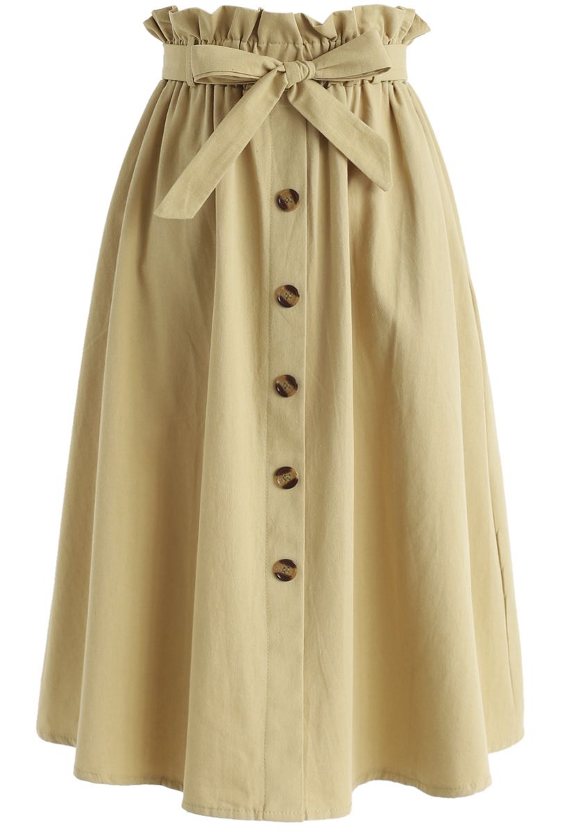 Truly Essential A-Line Midi Skirt in Mustard