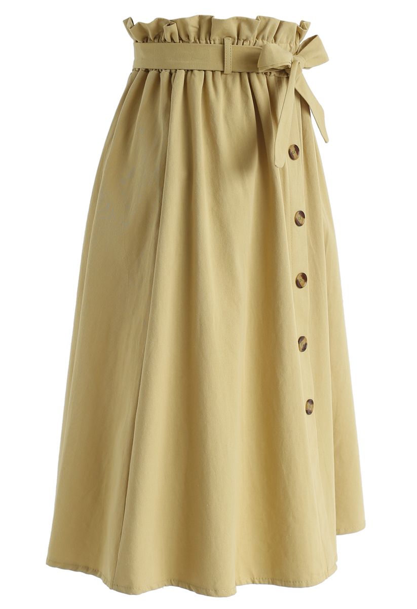 Truly Essential A-Line Midi Skirt in Mustard