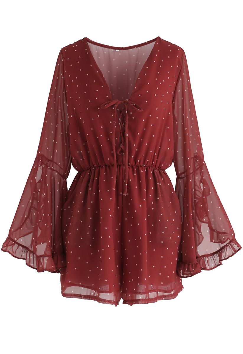 Befits Your Beauty Dots Playsuit in Red - Retro, Indie and Unique Fashion