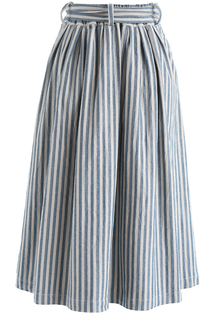 Intellectual Choice Stripe A-Line Denim Skirt - Retro, Indie and Unique ...
