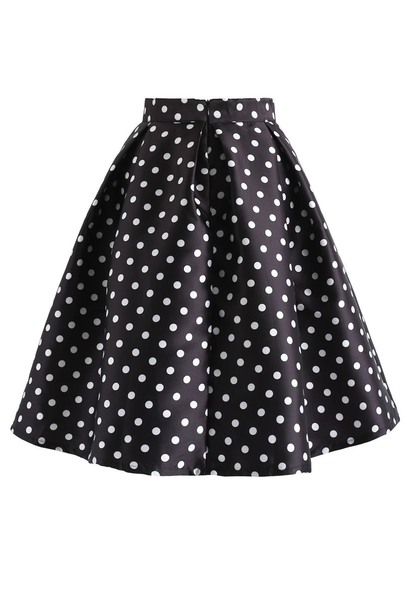 Cuteness Comeback Polka Dots A-Line Skirt in Black - Retro, Indie and ...