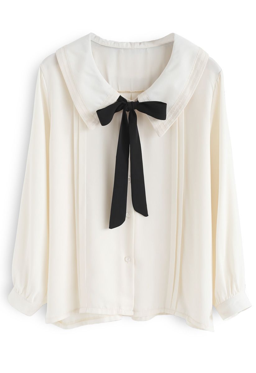 Inspiration of Pussy-Bow Shirt in Cream