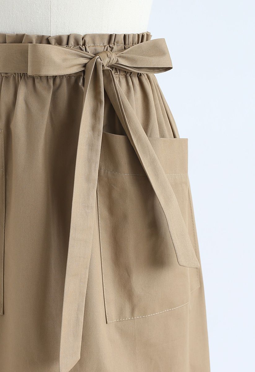 Better in Time A-Line Pockets Skirt in Tan  