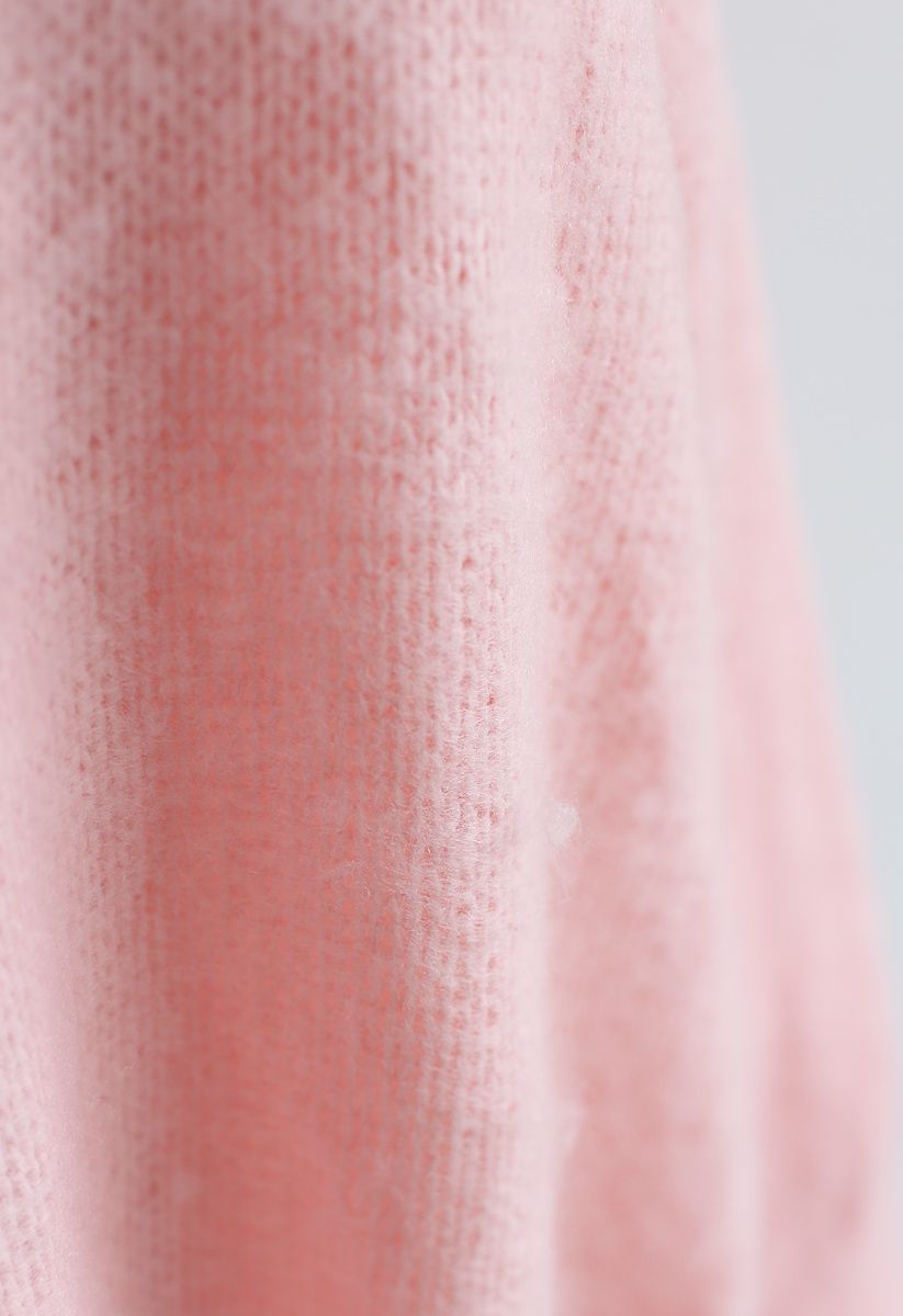 Recording Dreams Off-Shoulder Longline Sweater in Pink