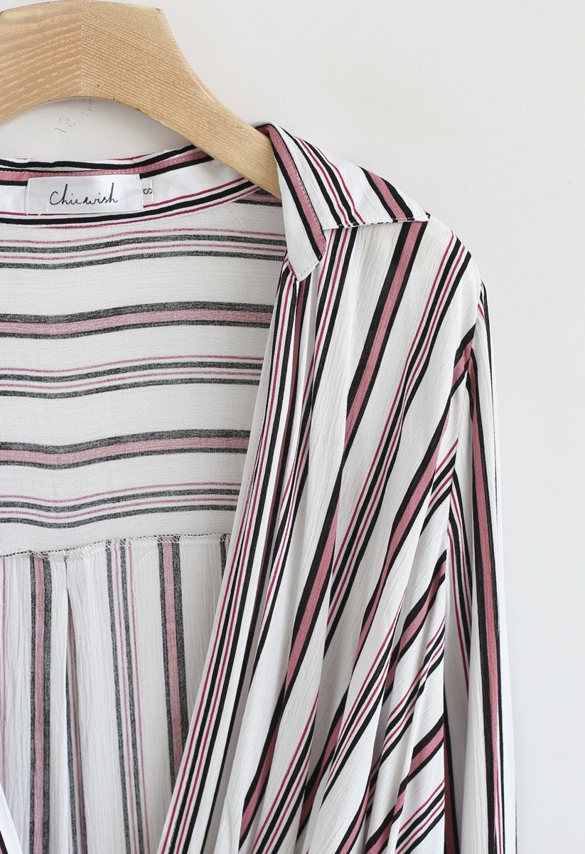 Make Things Right Wrap Top in Red Stripes