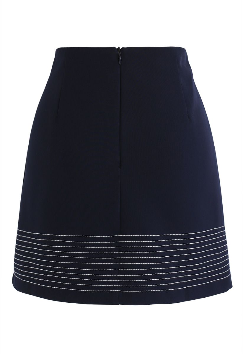 Work it Out Flap Bud Skirt in Navy - Retro, Indie and Unique Fashion