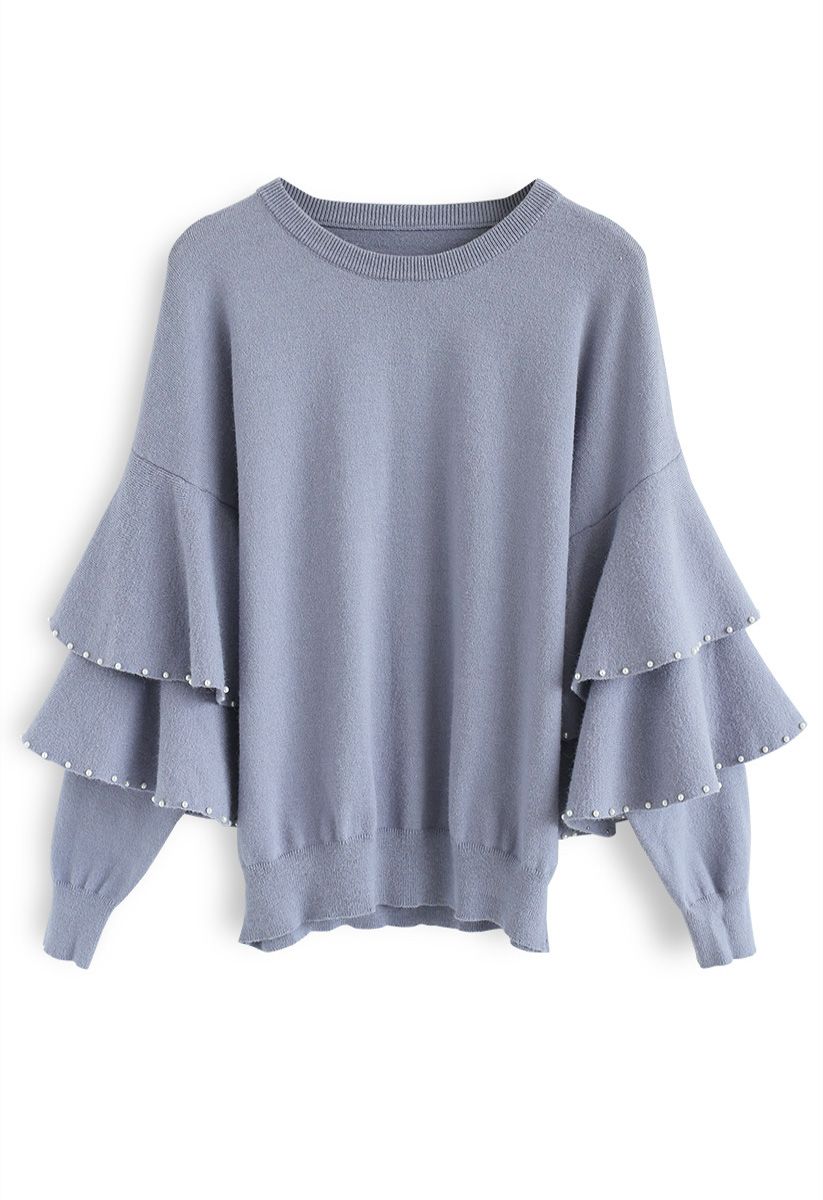Yes Indeed Two-Tiered Bell Sleeves Sweater in Lavender