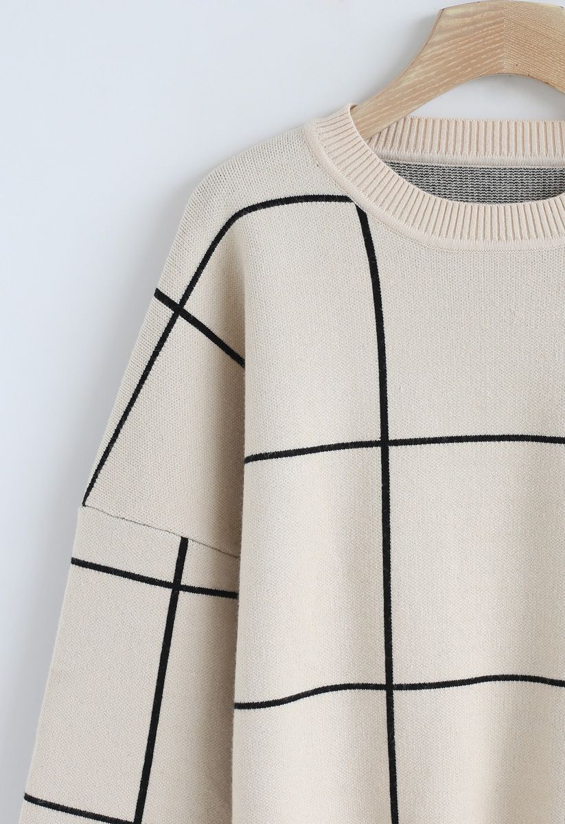 Grid Round Neck Sweater