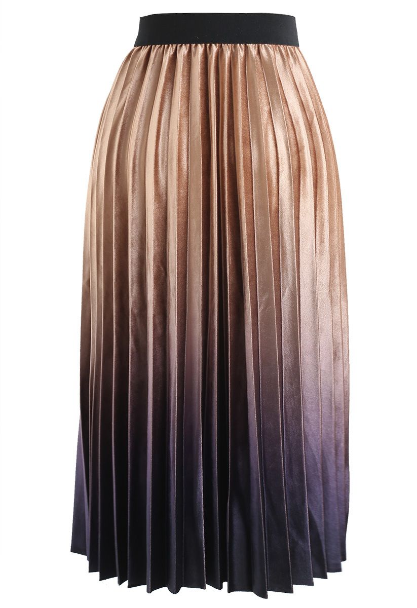 Deeply Gradient Velvet Skirt in Caramel