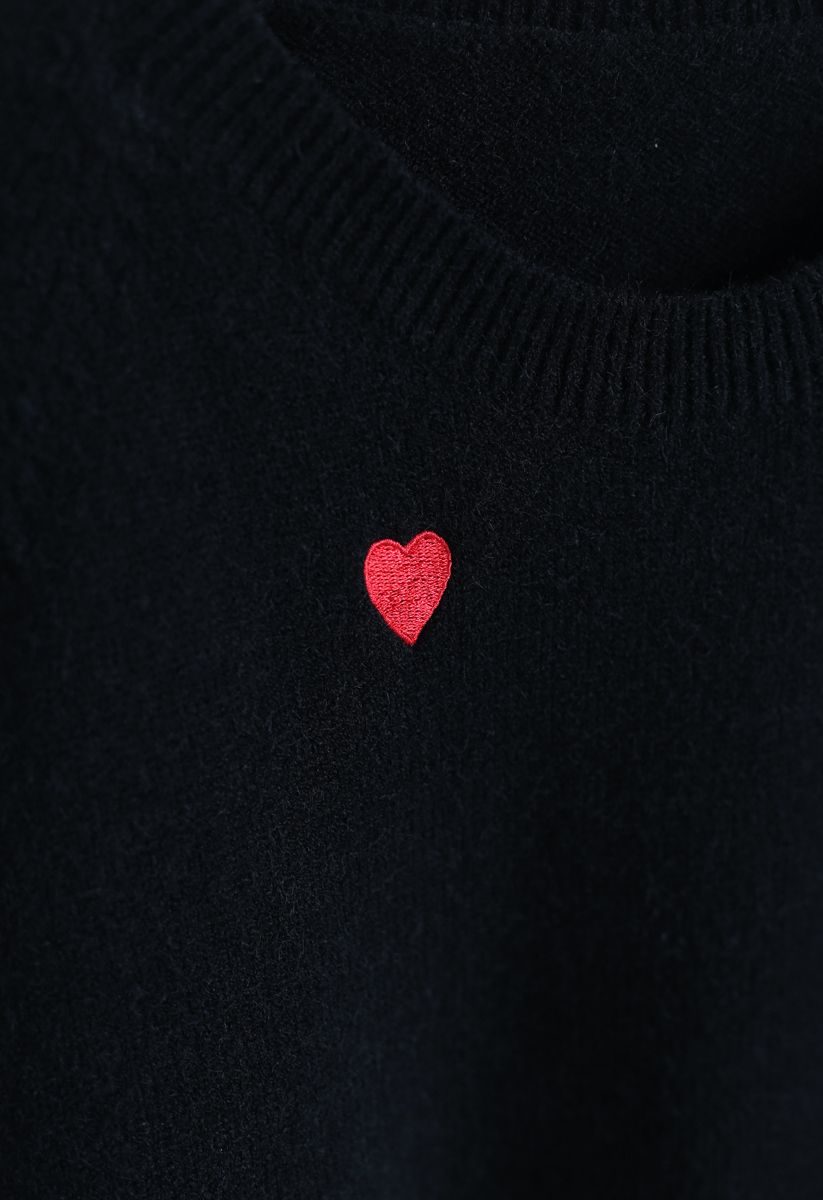 Sweet Love Spot Knit Sweater in Black
