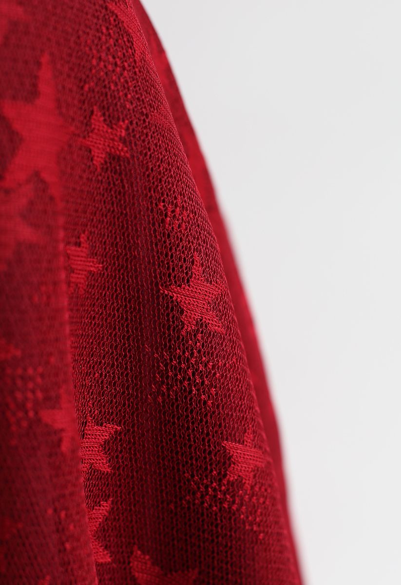 Honeycomb of Stars Midi Skirt in Red