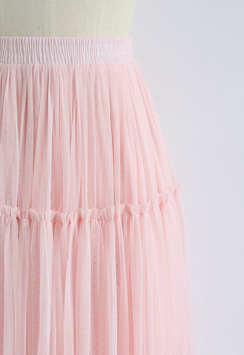 Keep It Real Two-Layer Mesh Skirt in Pink