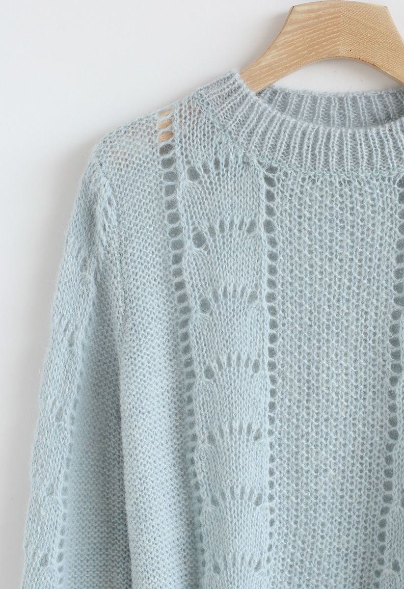 Best for Commutes Fluffy Knit Sweater in Mint